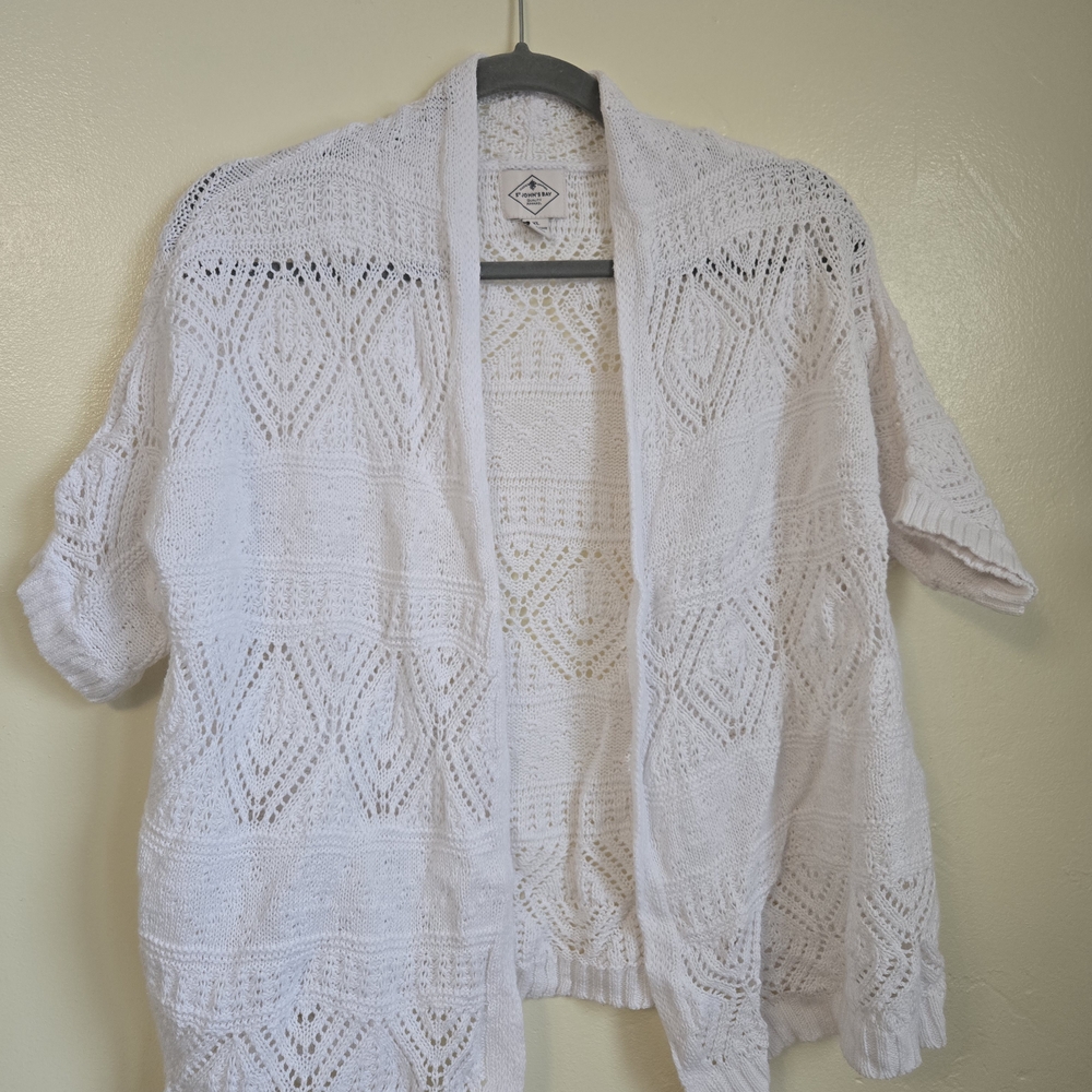 St. John's Bay Cream Open Knit Cardigan